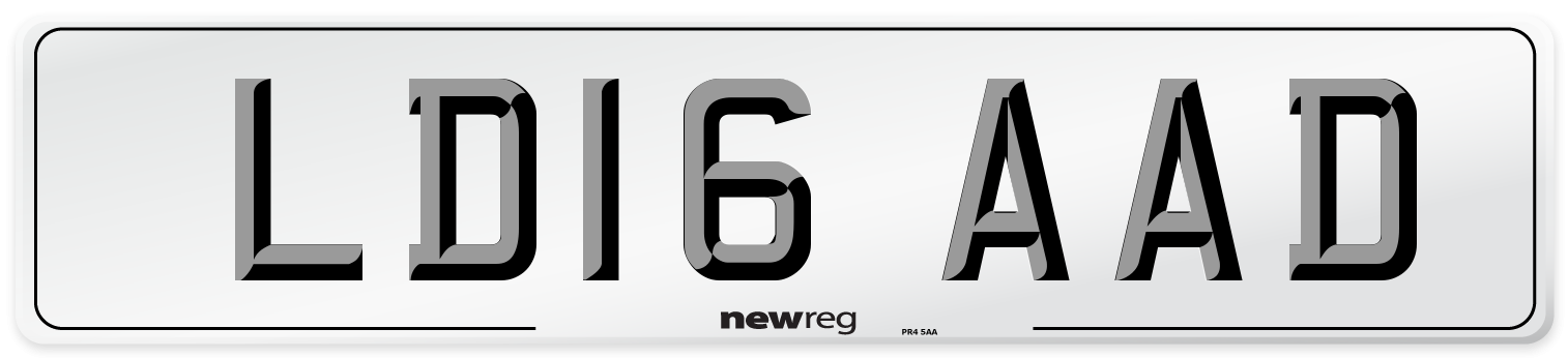 LD16 AAD Number Plate from New Reg